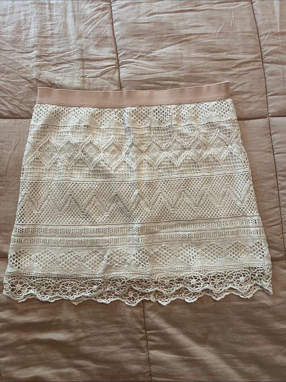 American Eagle Outfitters Cream Crochet Mini Skirt